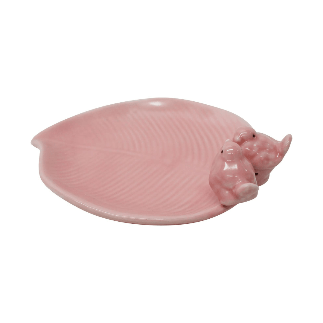 Ceramic Bird Dish Pink Trinket Tray
