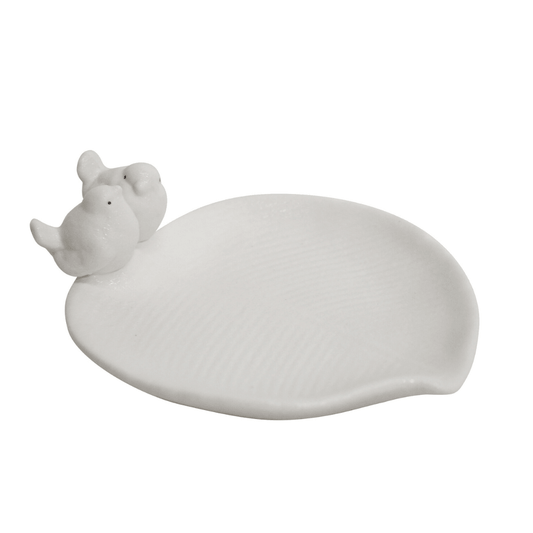 Ceramic Bird Dish White Trinket Tray - Ginja B