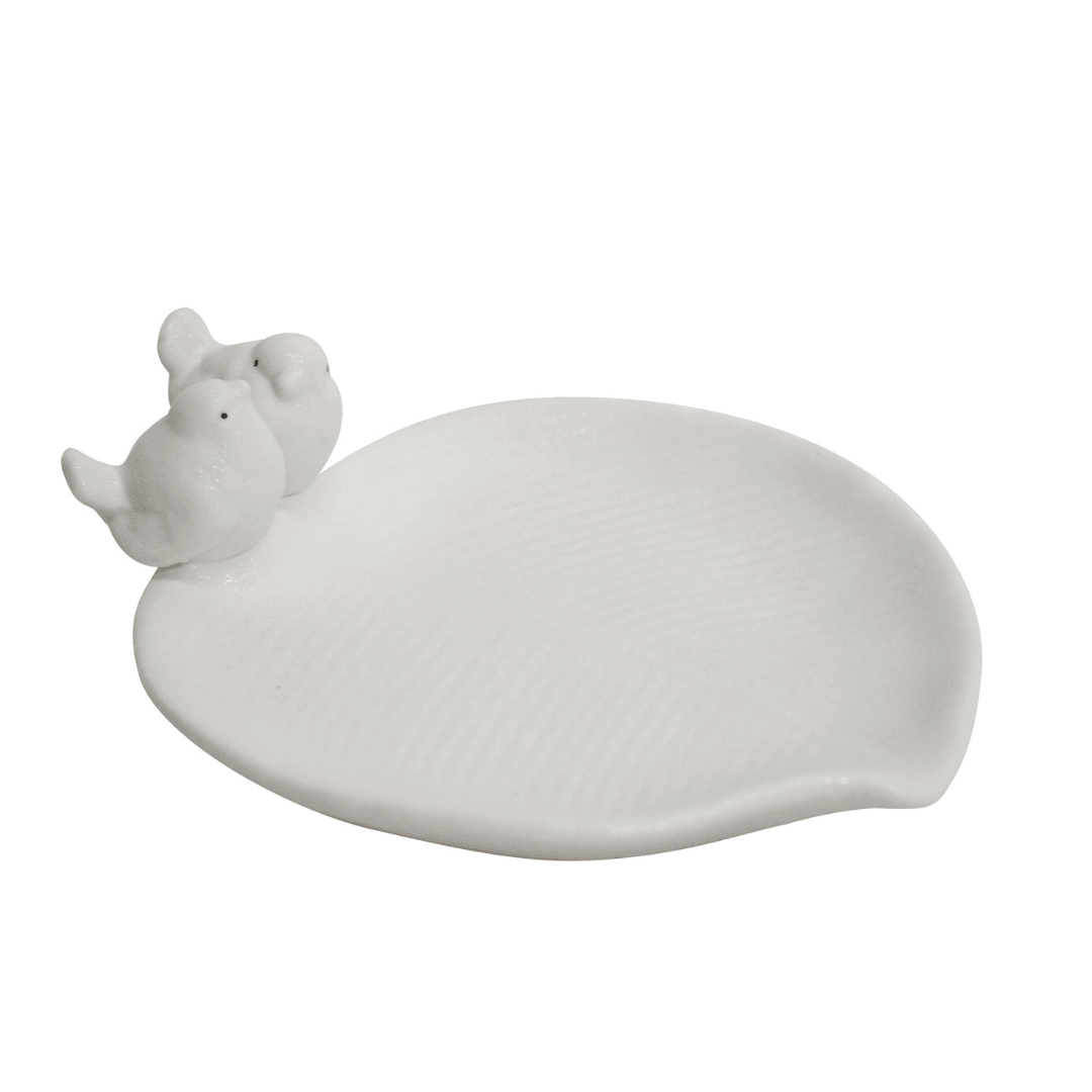 Ceramic Bird Dish White Trinket Tray - Ginja B