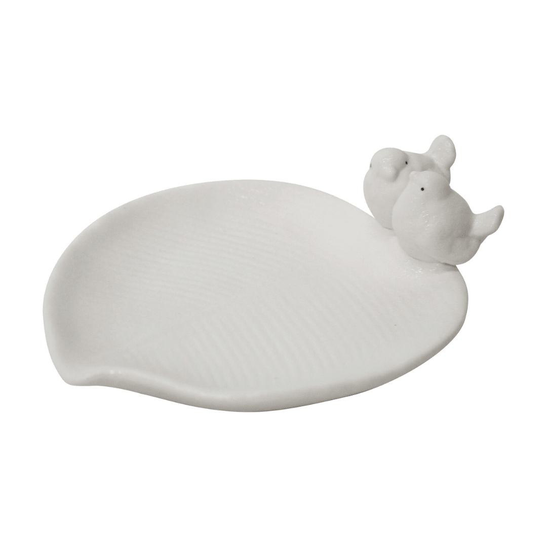 Ceramic Bird Dish White Trinket Tray - Ginja B