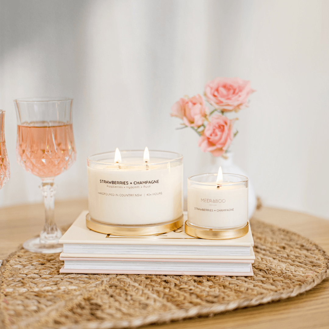 Strawberries + Champagne Gold Lid Soy Candle - Ginja B