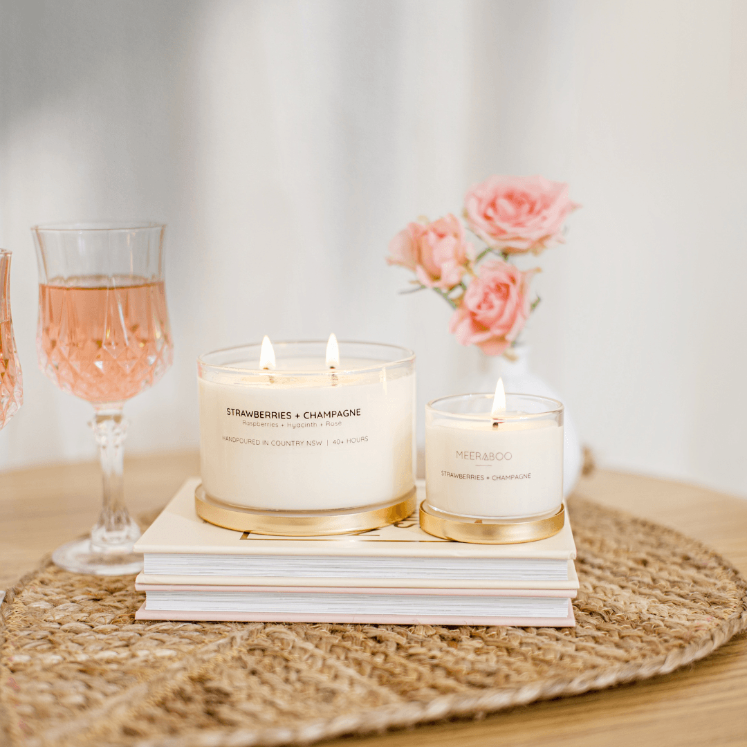 Meeraboo Strawberries + Champagne Luxury Soy Candle 330g - Ginja B