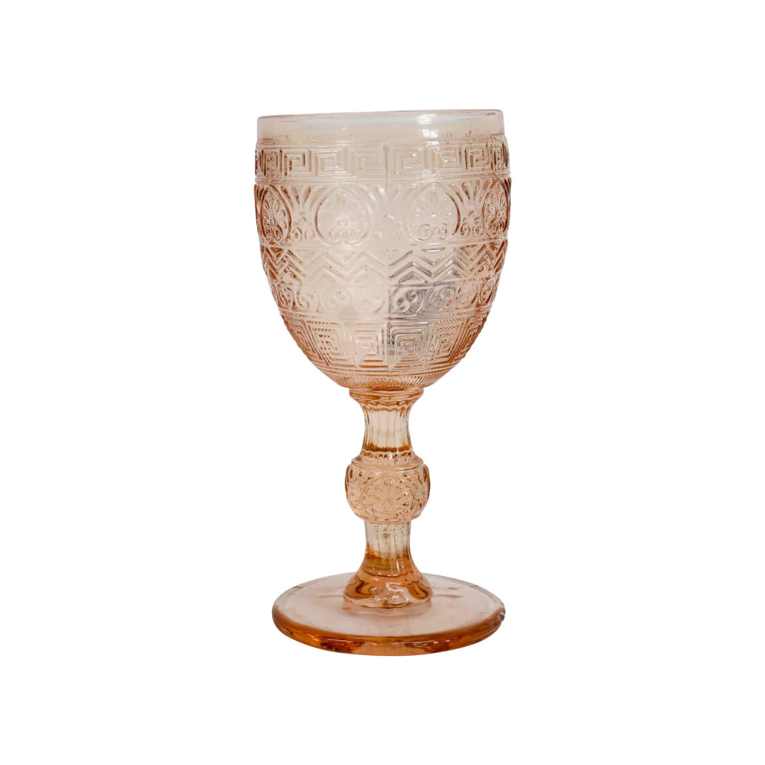 Festive Peach Embossed Wine Glass