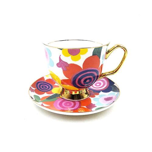 XL Flourish Teacup and Saucer - Ginja B