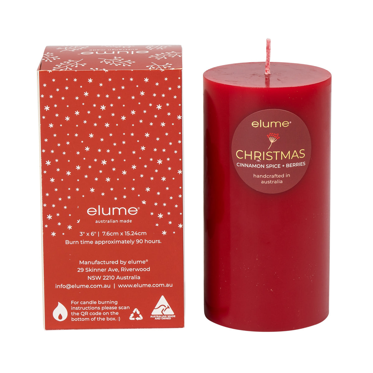 Elume Pillar Cinnamon Spice & Berries 3x6 Candle