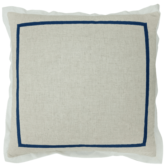 JERUK Dark Blue Flange Linen Cushion Cover 50 cm by 50 cm