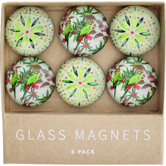 Glass Magnet Parrots