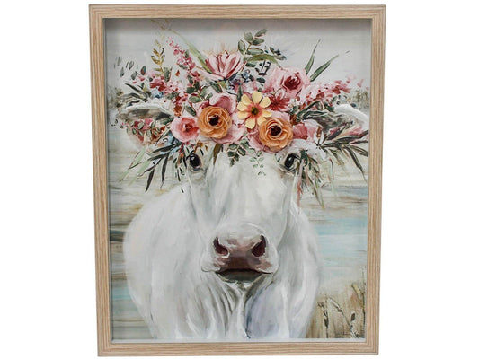 Framed Print Floral Cow - Ginja B