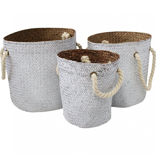 Woven Tubs Rope White 3 In Set