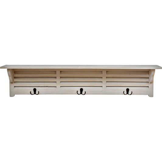 Wooden Shelf Triple Hooks 90x12x20cm - Ginja B