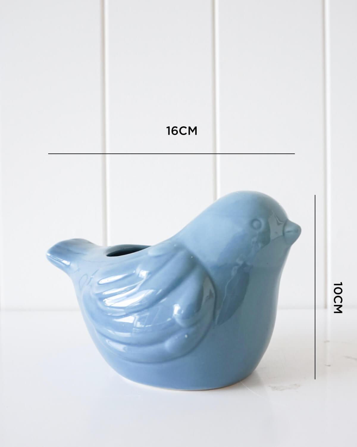 Pot/Planter - Blue Sparrow Bird Small - 16x10x10cm - Ginja B