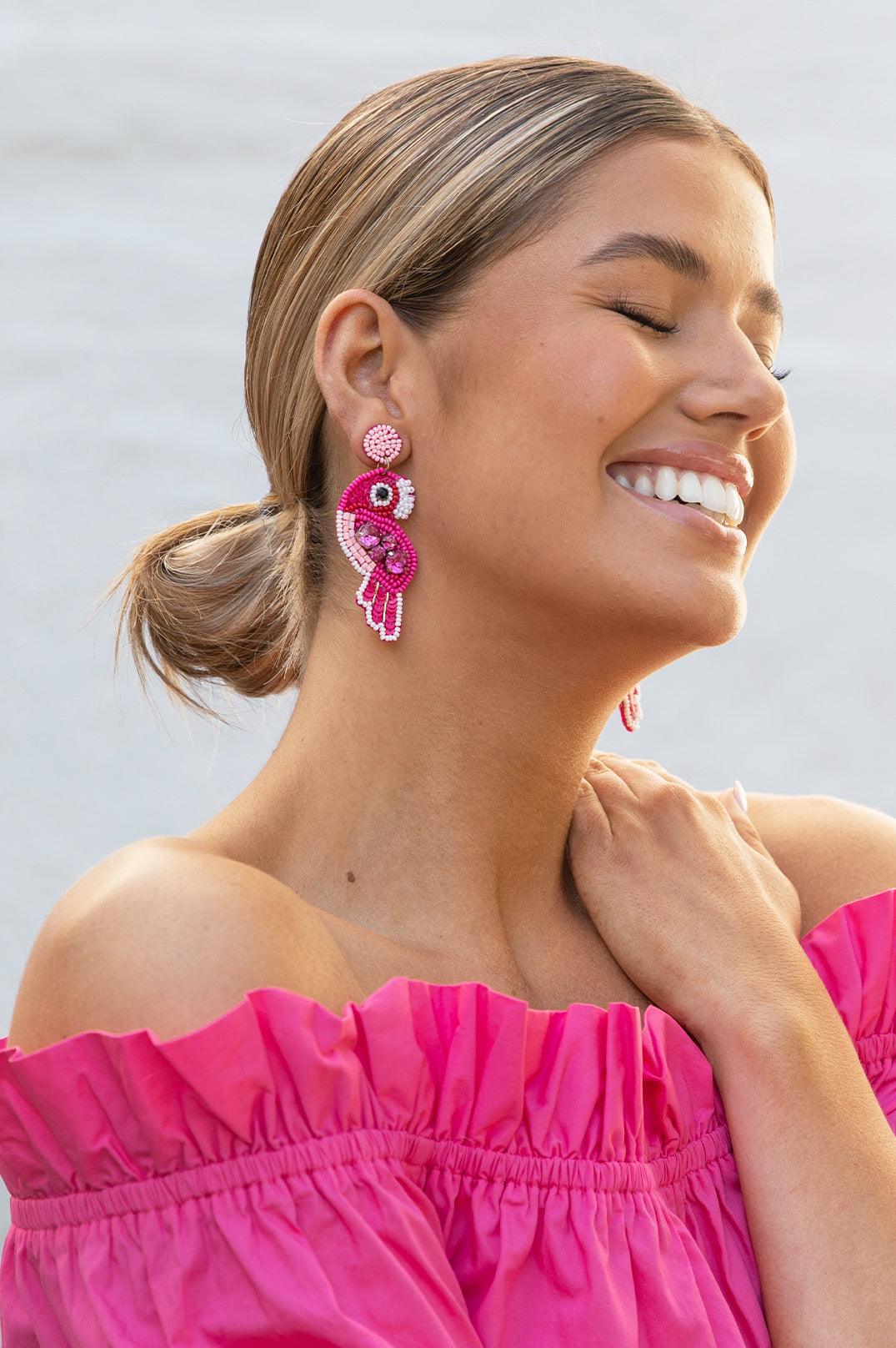 BEADED PARROT EARRINGS Adorne - Ginja B