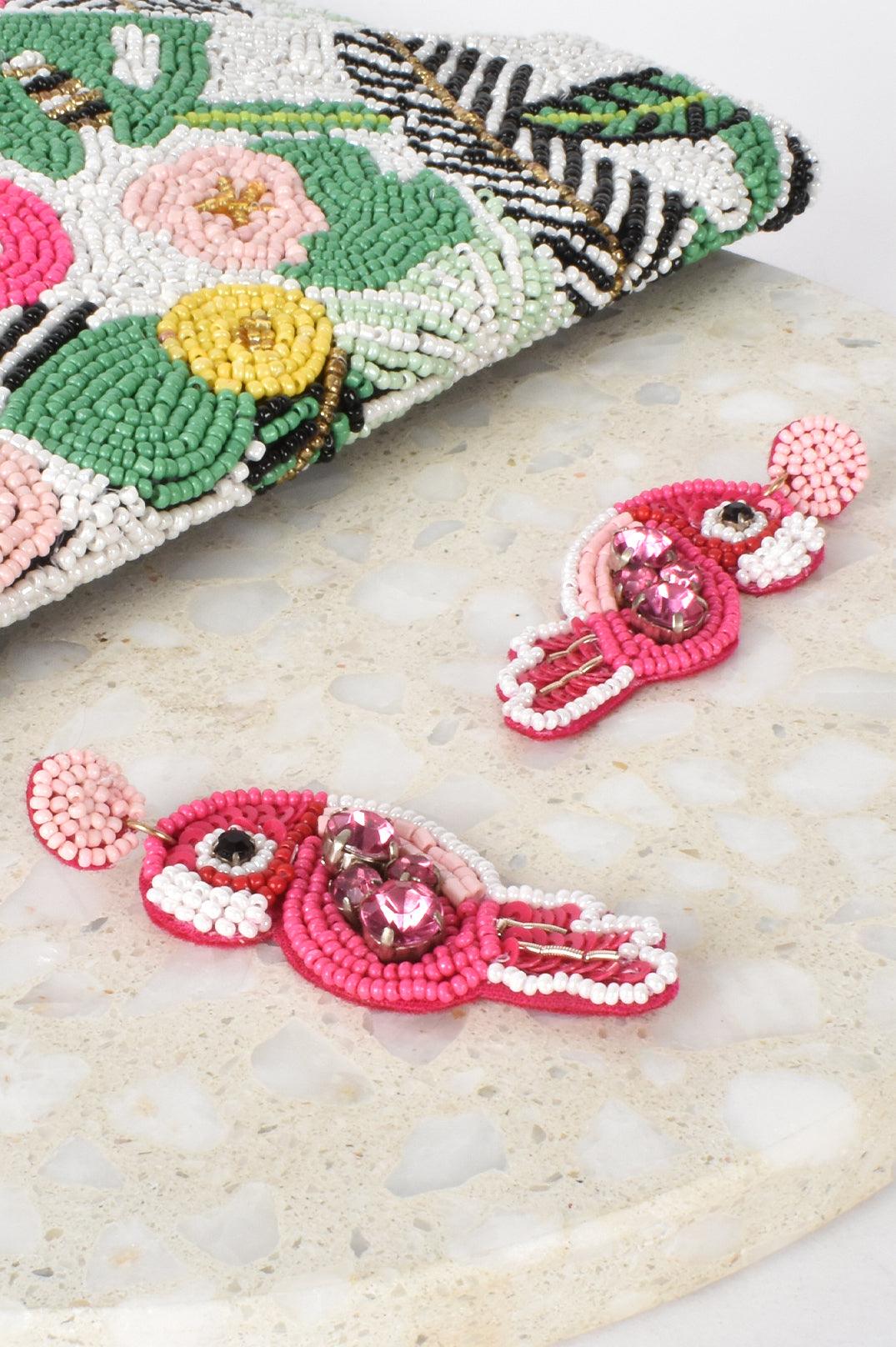 BEADED PARROT EARRINGS Adorne - Ginja B