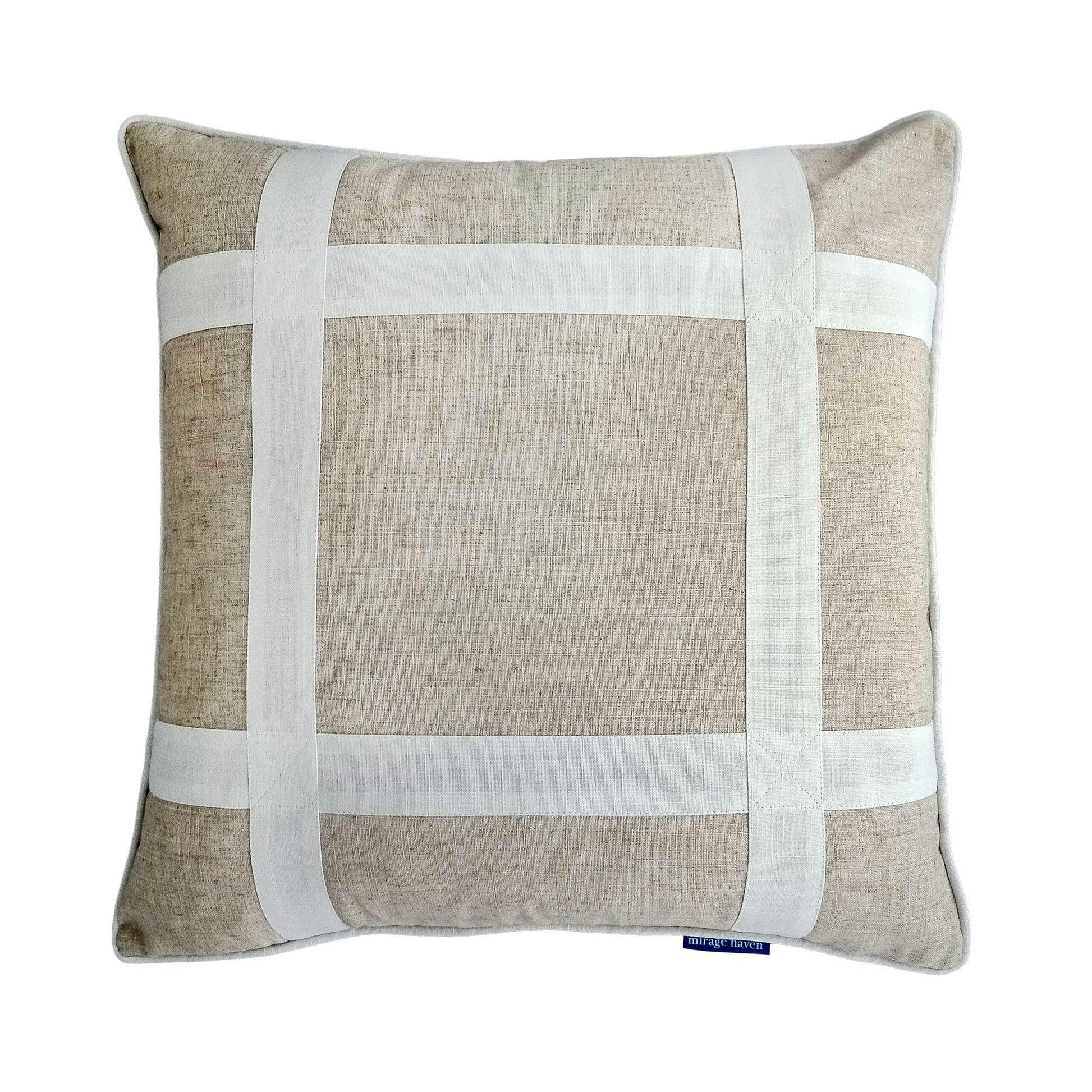 EASTWOOD Silver Jute and White Criss Cross Cushion Cover 50 cm by 50 cm
