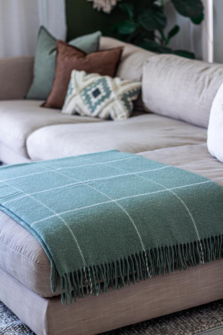 Brighton Collection 100% NZ Wool Throw Sage Striped - Ginja B