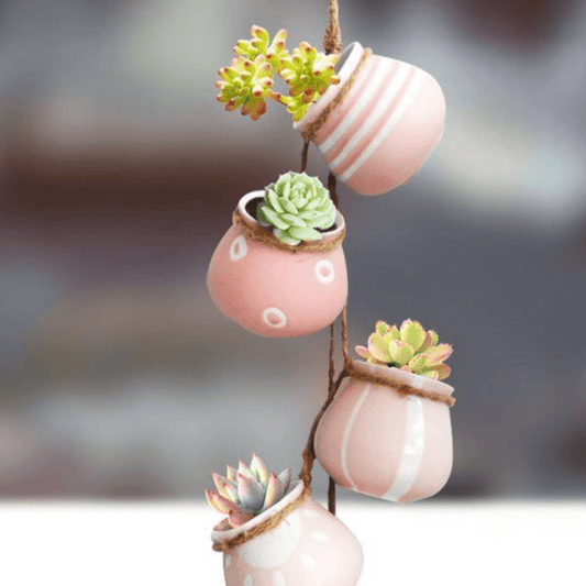 Ceramic Hanging Pots (Pink) - Ginja B