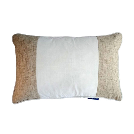 EASTWOOD Silver Jute and White Panel Cushion Cover 30 cm by 50 cm