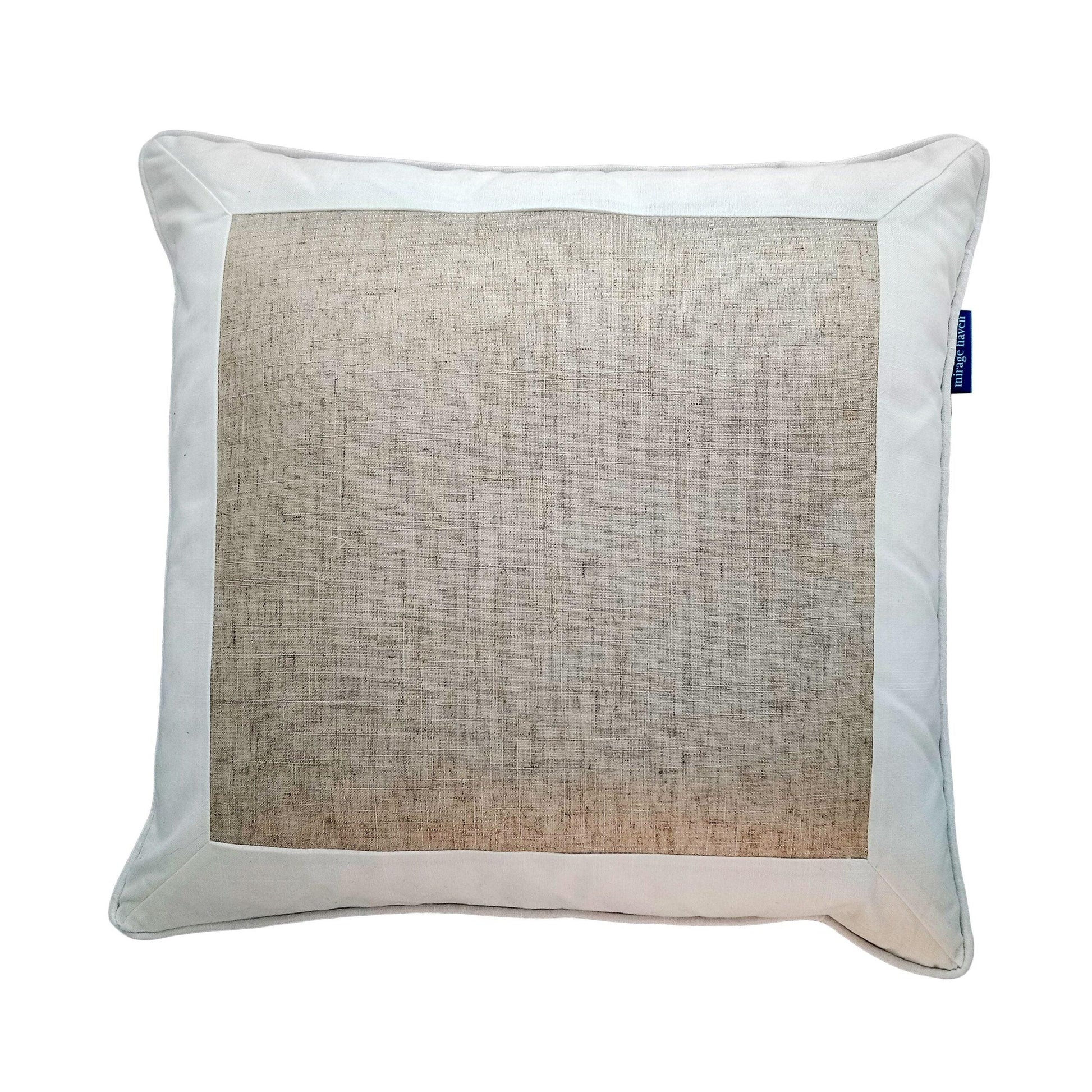 EASTWOOD Silver Jute and White Thick Border Cushion Cover 50x50 cm