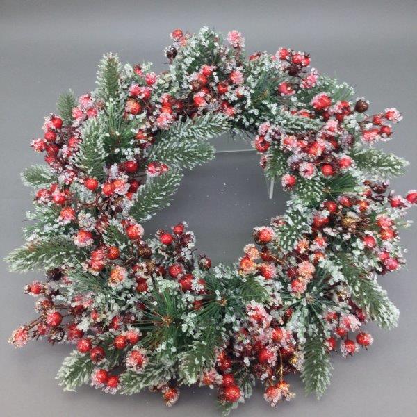 Frosted Mixed Berry Christmas Wreath 55cm - Ginja B