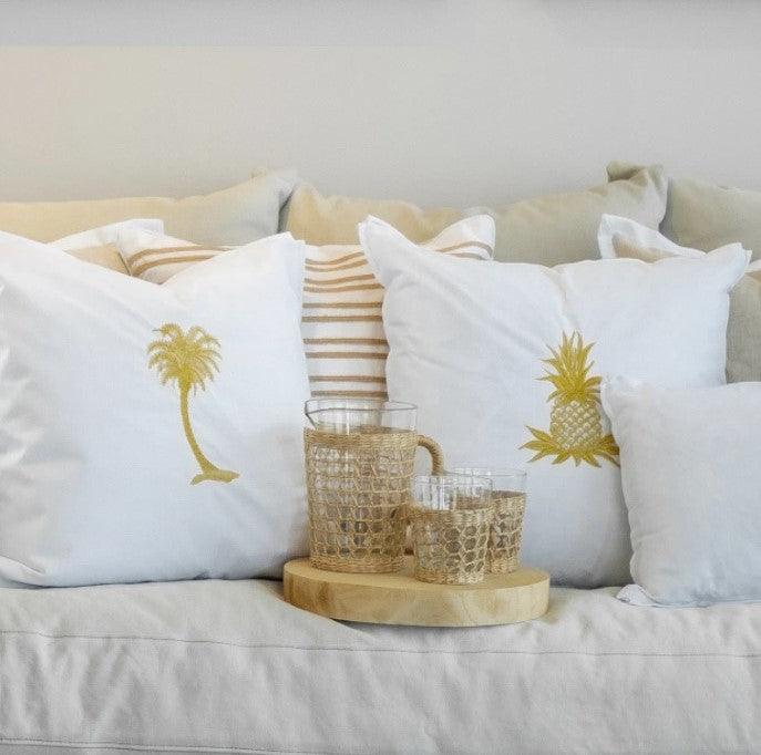 Kabana White and Gold Pineapple Cushion Cover