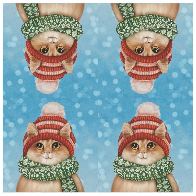 Christmas Cat Napkins - Ginja B