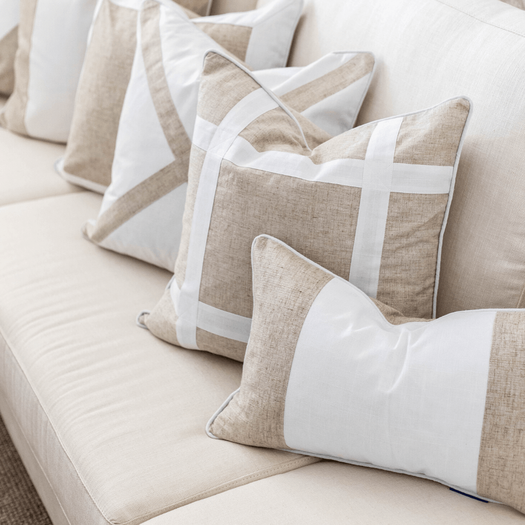 EASTWOOD Silver Jute and White Panel Cushion Cover 30 cm by 50 cm