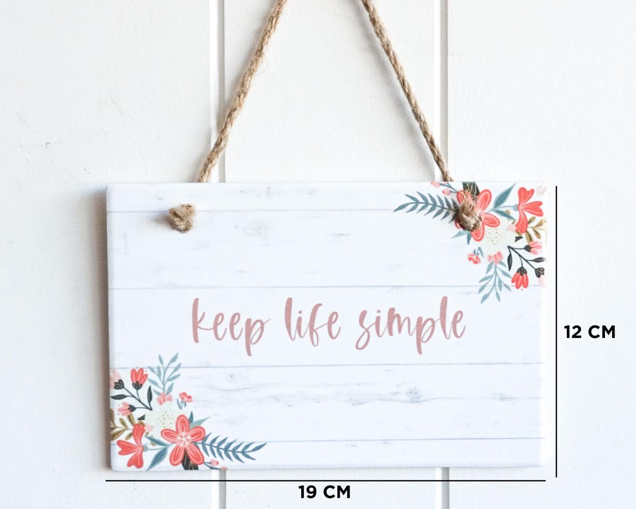 Hanging Wall Plaque - Rectangle - Simple Life - 19x12
