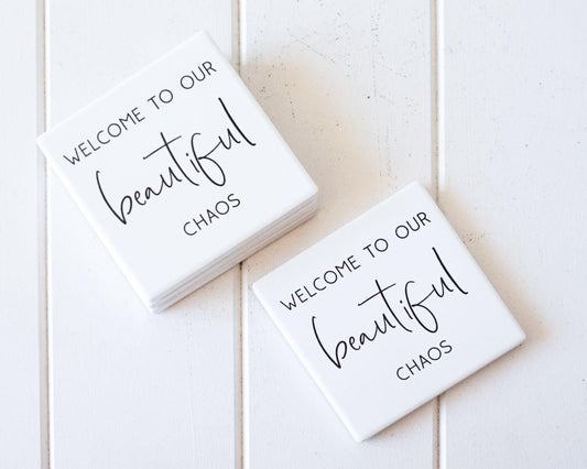Ceramic Coaster - Beautiful Chaos- Set 4 - Ginja B