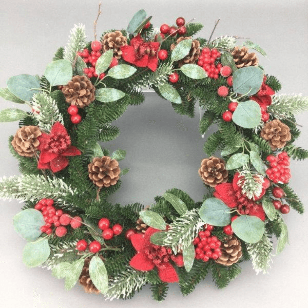 Pionsettia Christmas Wreath 55cm