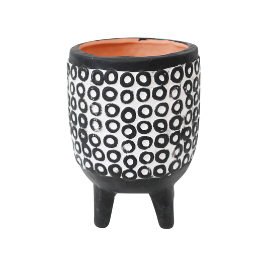 Planter Black Circles 11x11x14.5cm - Ginja B