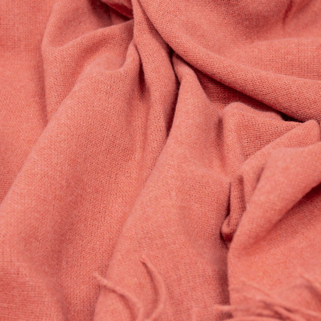 Paddington Merino Wool Blend Throw Rug - Peach 140Wx200H cm - Ginja B