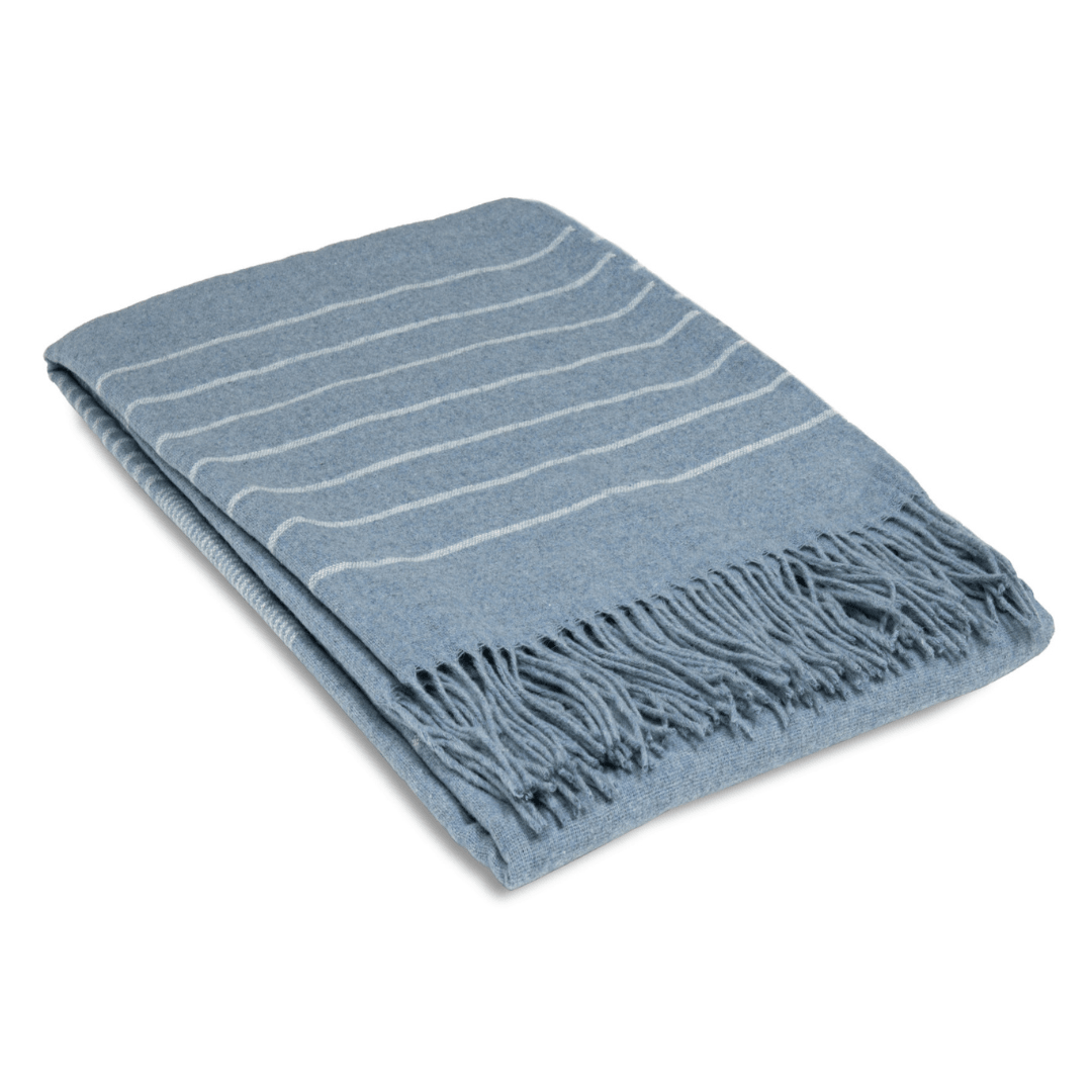 Paddington Merino Wool Blend Throw Rug Collection Forever Blue 140Wx200H cm - Ginja B