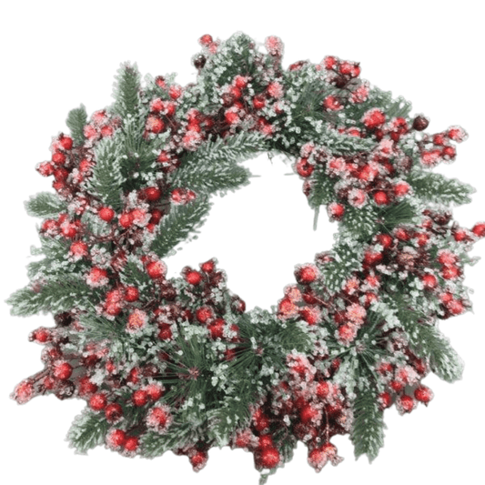 Frosted Mixed Berry Christmas Wreath 55cm - Ginja B