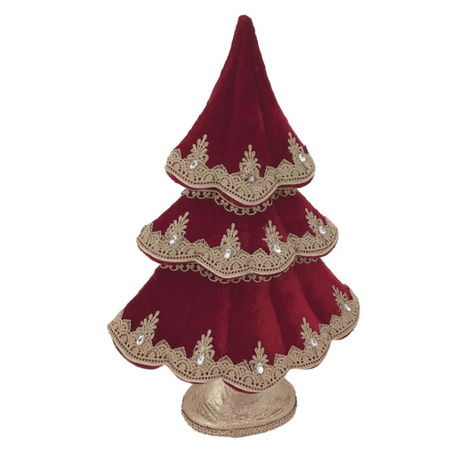 Christmas Red & Gold Lace Decorative Tree - Ginja B