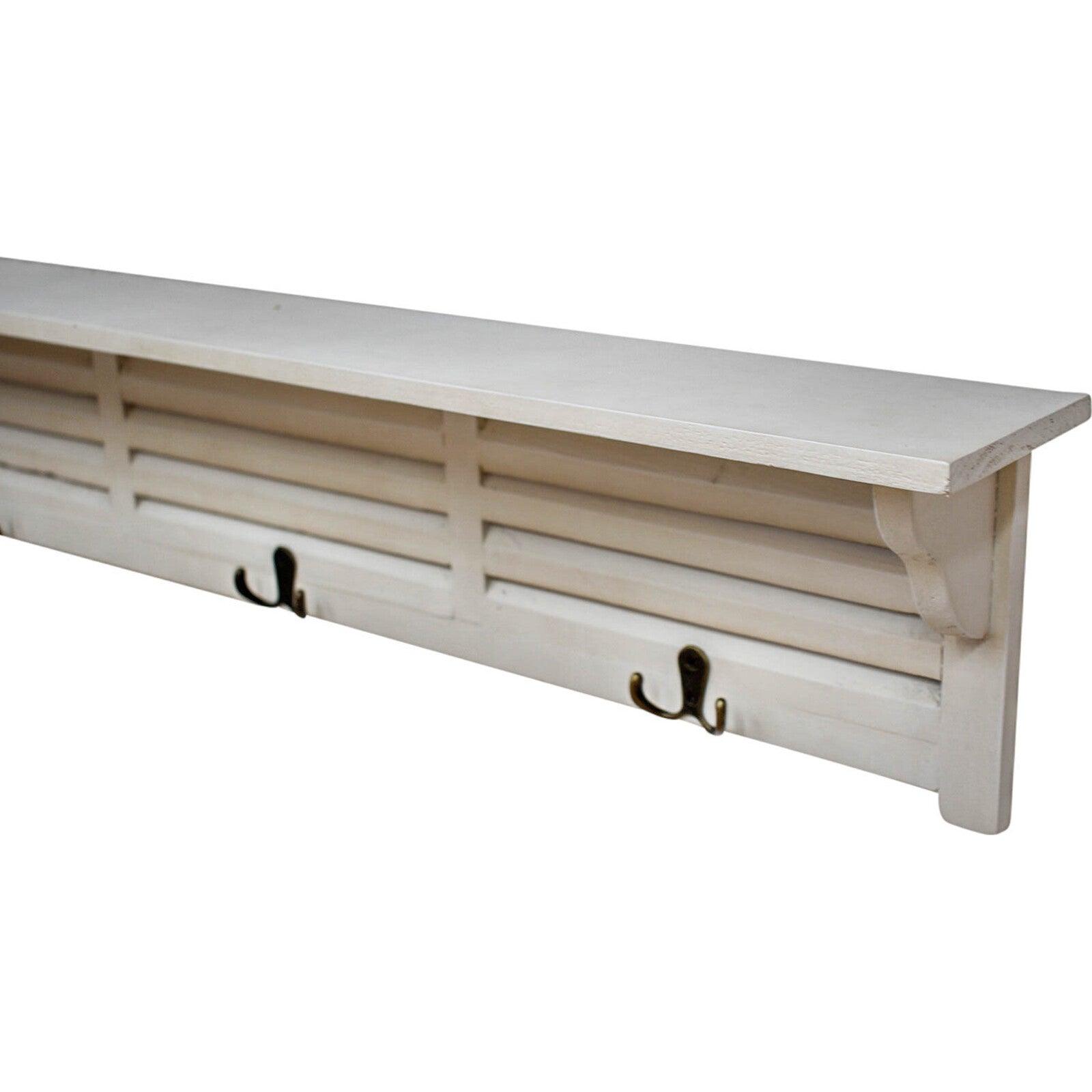 Wooden Shelf Triple Hooks 90x12x20cm - Ginja B